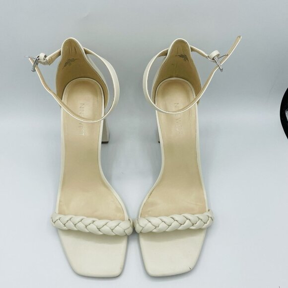 Nine West Shoes Womens Size 10 M White Braid Ankle Strap High Heels Sandals - Picture 5 of 11